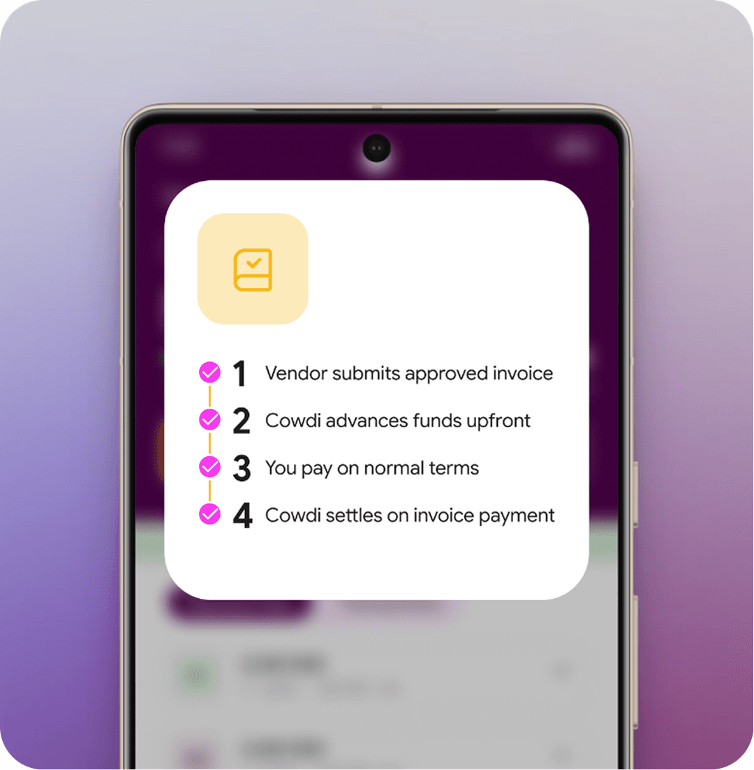 Invoice discounting flow on Cowdi app